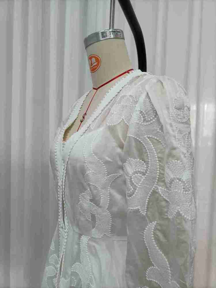 TWOTWINSTYLE Solid V Neck Long Sleeve Print Elegant Dress