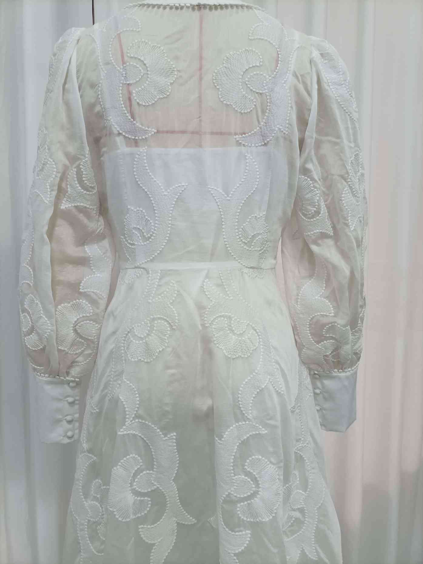 TWOTWINSTYLE Solid V Neck Long Sleeve Print Elegant Dress