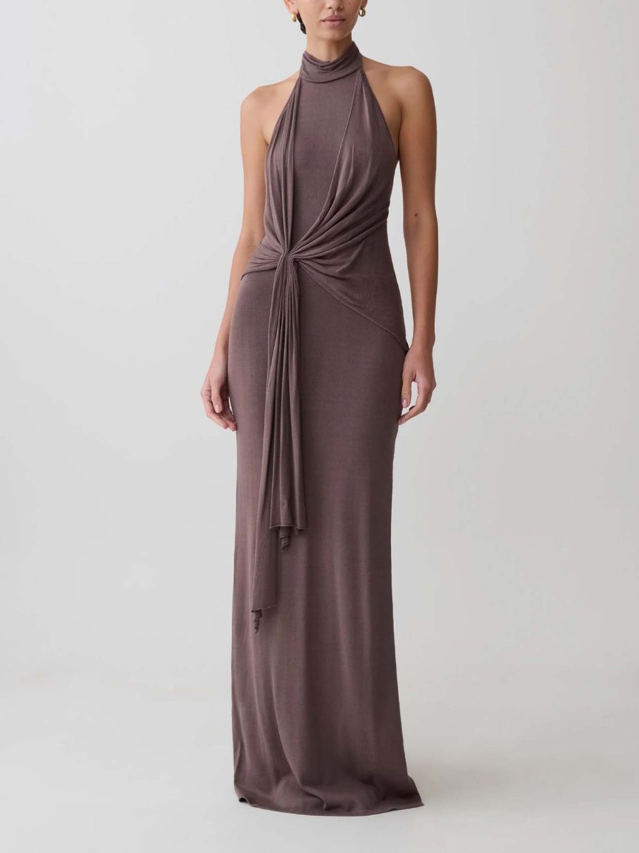 TWOTWINSTYLE Stand Collar Ruched High Waist Vintage Dress