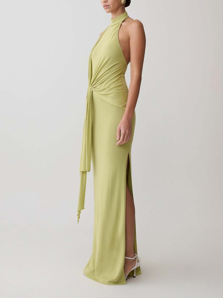 TWOTWINSTYLE Stand Collar Ruched High Waist Vintage Dress