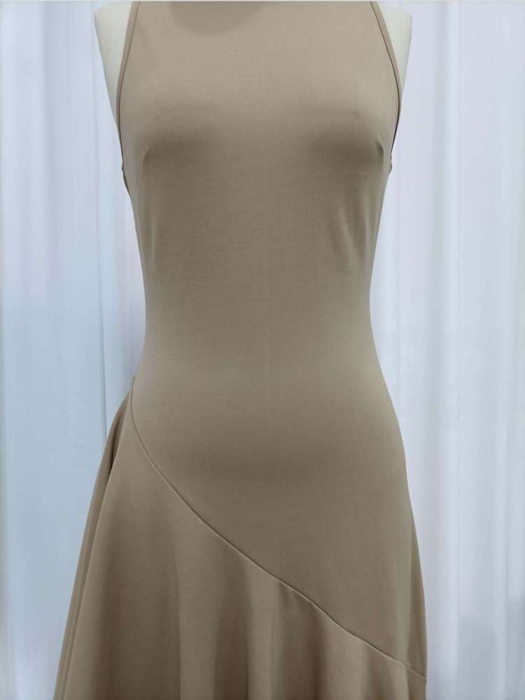 TWOTWINSTYLE Stand Collar Sleeveles Irregular Hem Vintage Dress