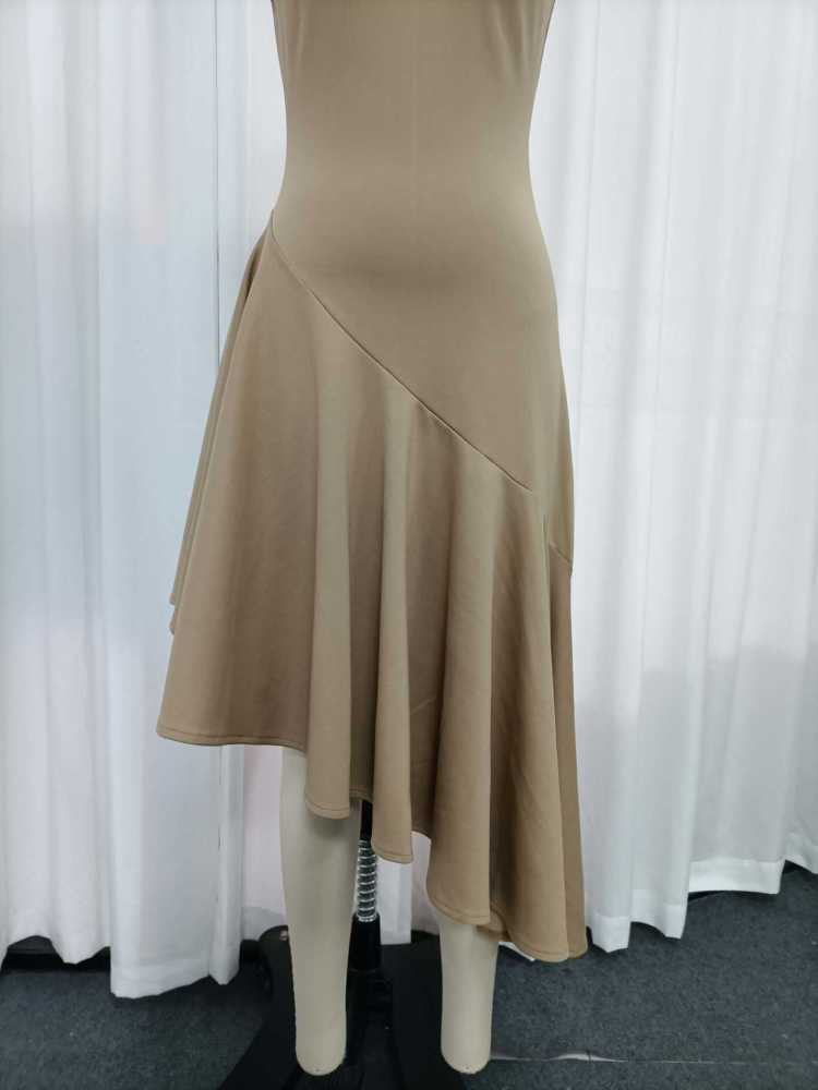 TWOTWINSTYLE Stand Collar Sleeveles Irregular Hem Vintage Dress