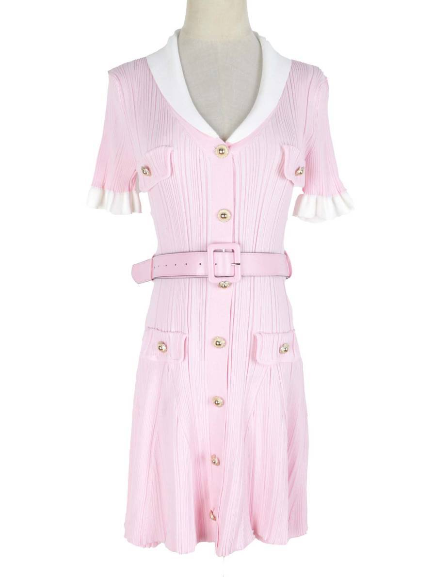 TWOTWINSTYLE V Neck Hit Color Spliced Single Breasted Chic Dress