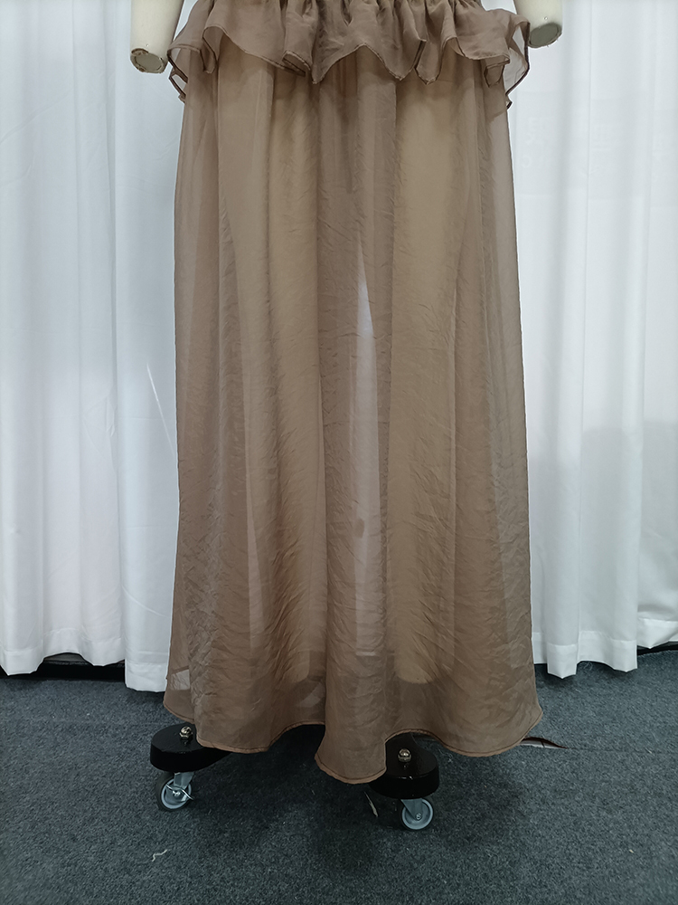 TWOTWINSTYLE Cape Sleeve Ruffled Top High Waist Midi Skirt Chic Set