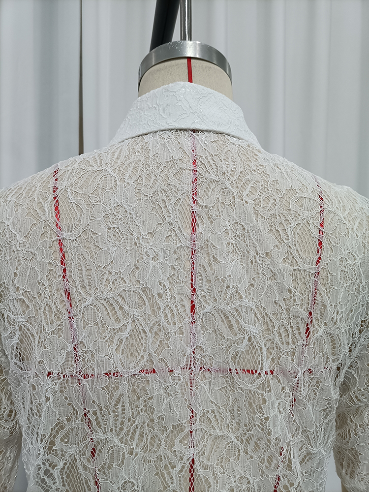 TWOTWINSTYLE Floral Lace Crop Shirt High Waist Midi Skirt Fashion Set