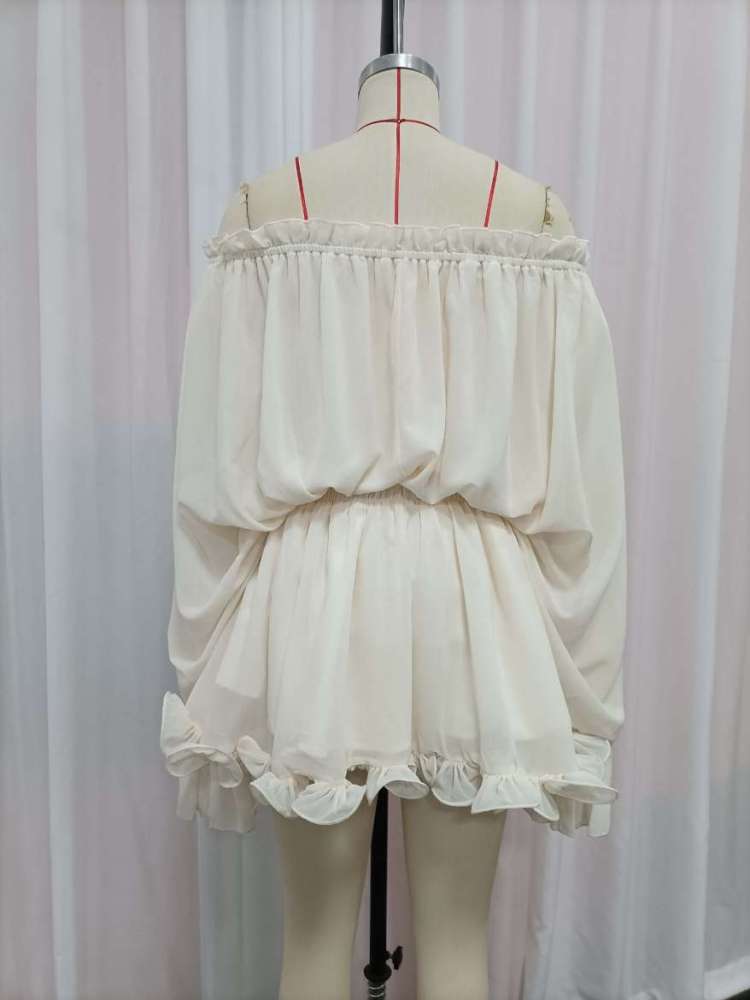 TWOTWINSTYLE Off Shoulder Spliced 3D Flower Top High Waist Skirt Elegant Set