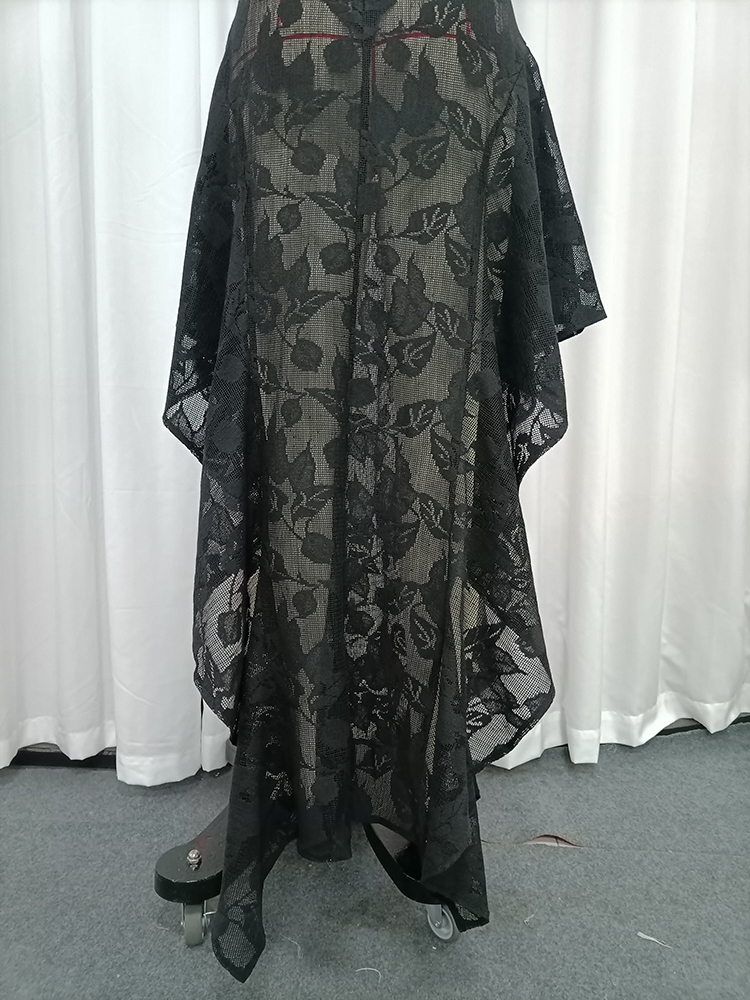 TWOTWINSTYLE Round Neck Off Shoulder Mesh Appliques Maix Dress