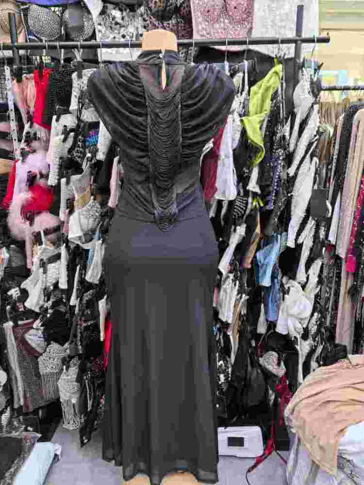 TWOTWINSTYLE Stand Collar Sleeveles Pleated High Waist Vintage Dress