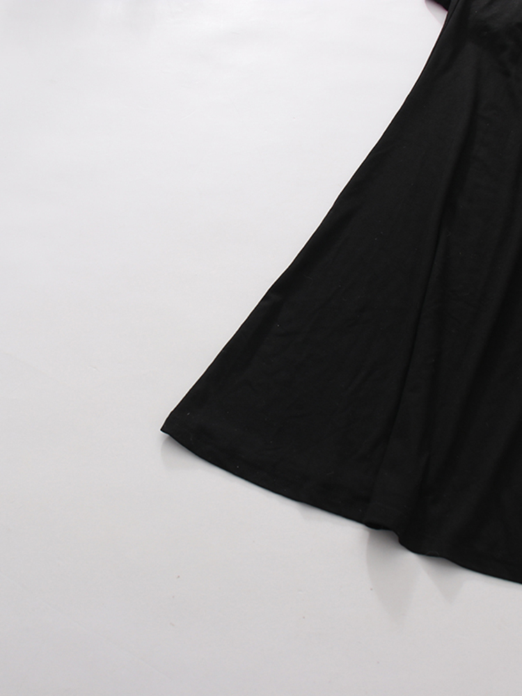 TWOTWINSTYLE Stand Collar Short Sleeves Patchwork Hollow Vintage Maxi Dress