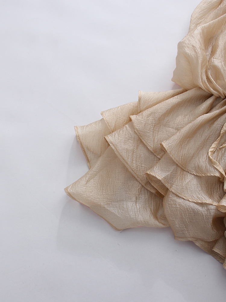 TWOTWINSTYLE Sleeveless Spliced Flower Ruffle Hem Mini Dress