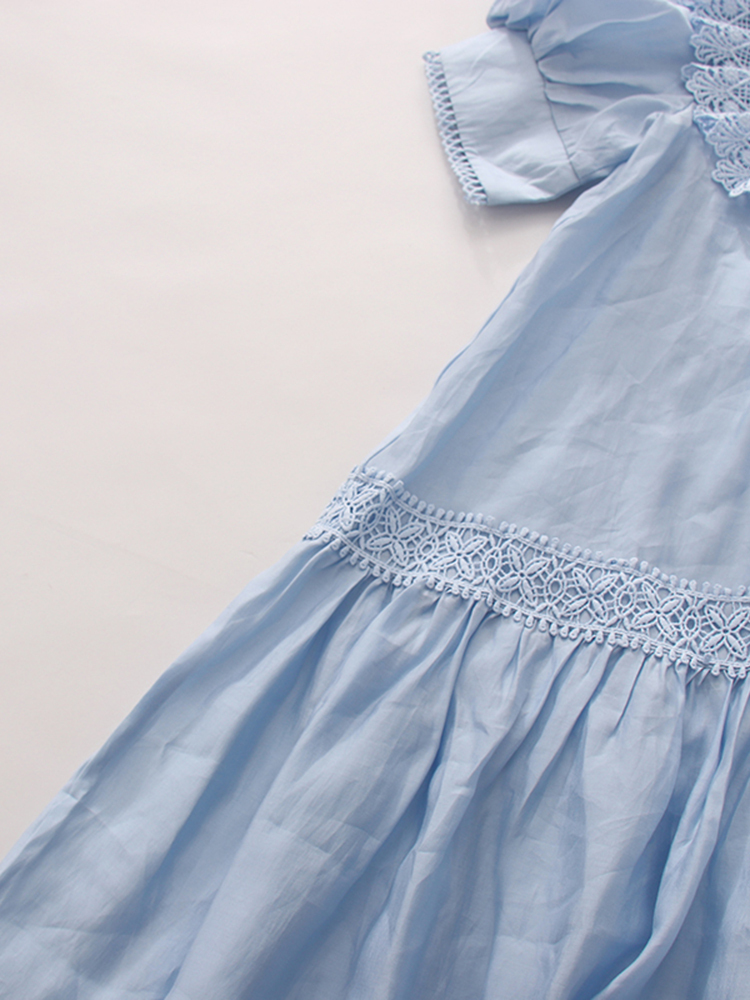 TWOTWINSTYLE Stand Collar Puff Sleeve High Waist Chic Dress