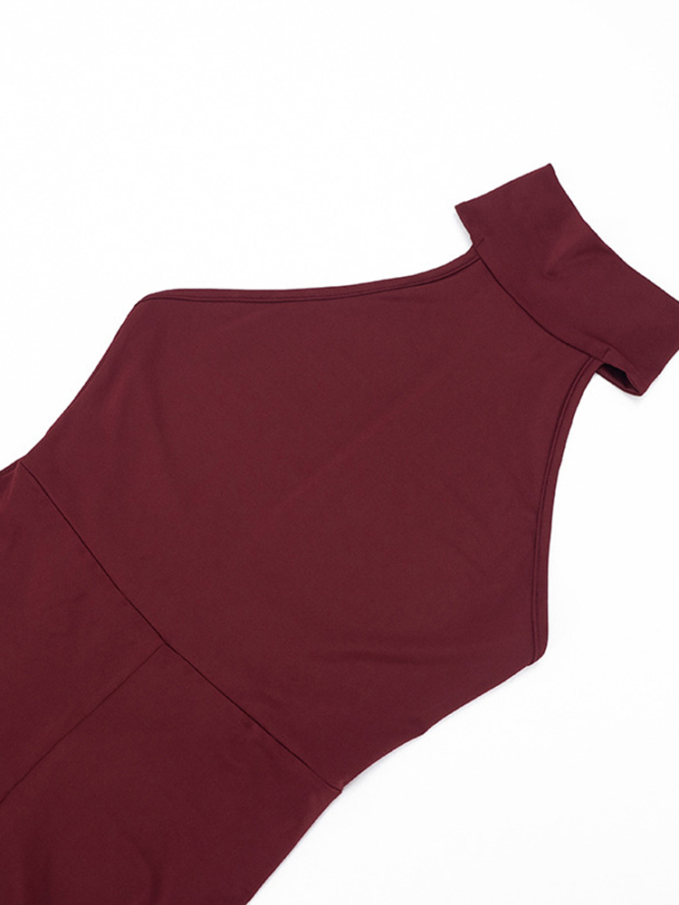 TWOTWINSTYLE Halter High Neck Sleeveless Stretch Flared Sexy Jumpsuit
