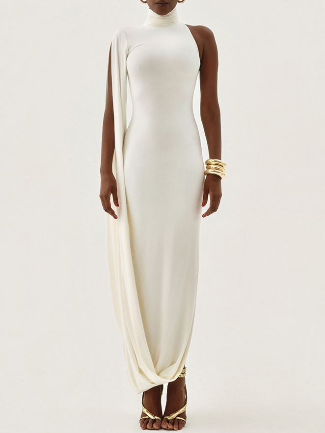 TWOTWINSTYLE Off One Shoulder Side Split Tunic Desig Dress