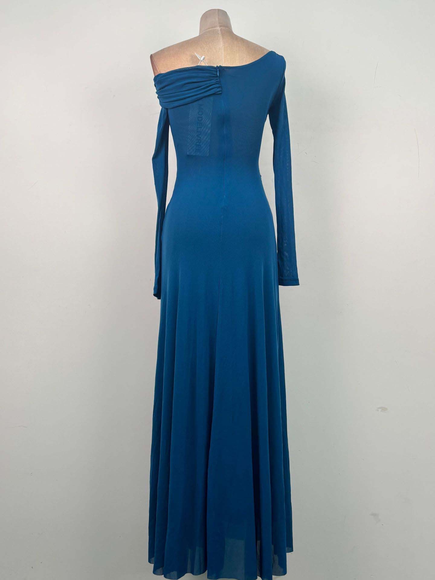 TWOTWINSTYLE Off Shoulder Long Sleeve Tunic Pleated Chic Dress