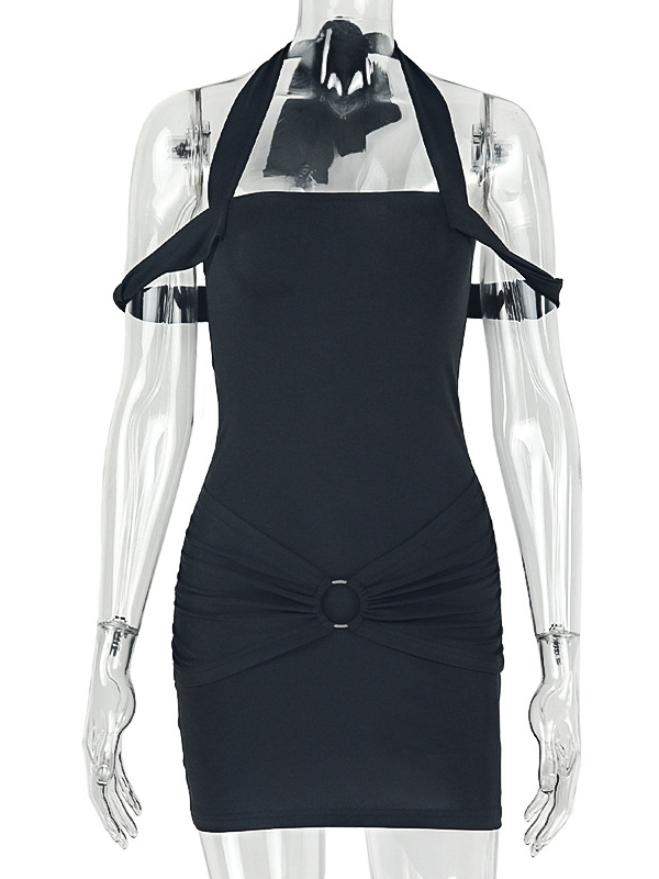 TWOTWINSTYLE Off Shoulder Tunic Spliced Metal Fashion Dress