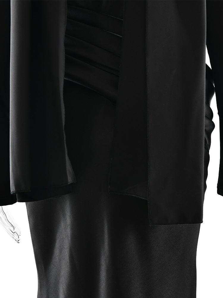 TWOTWINSTYLE Stand Collar Long Sleeve Pleated Elegant Dress