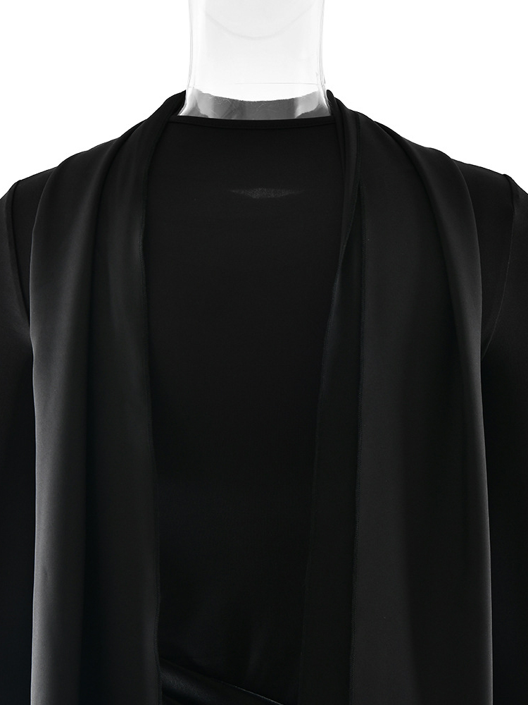 TWOTWINSTYLE Stand Collar Long Sleeve Pleated Elegant Dress