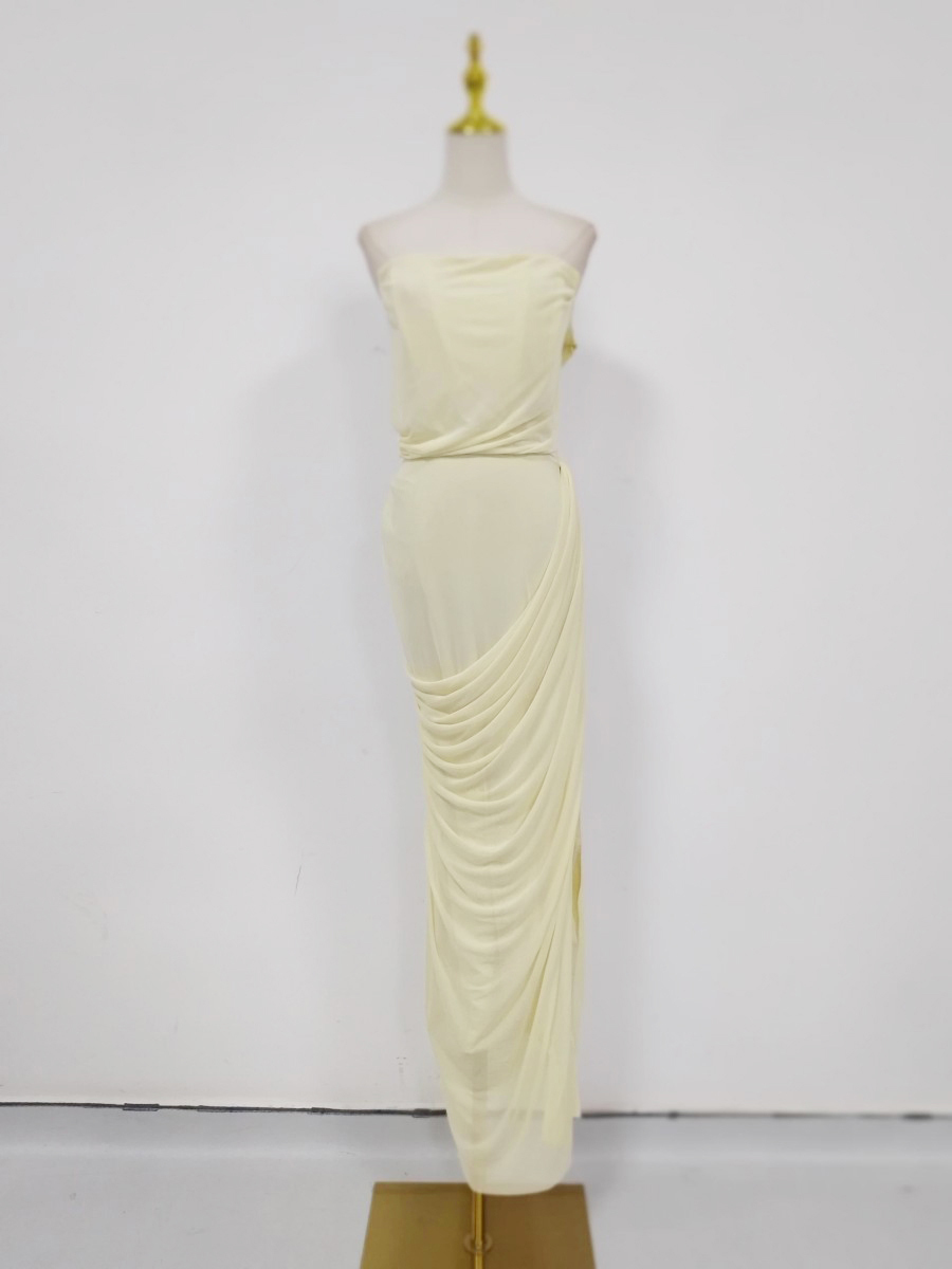 TWOTWINSTYLE Solid Tunic Ruched Side Split Elegant Dress