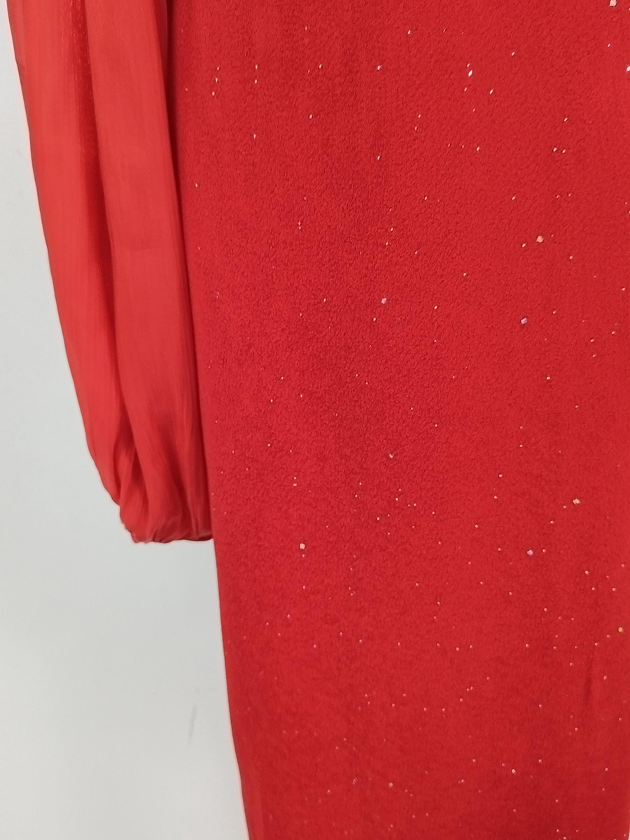 TWOTWINSTYLE Round Neck Spliced Sequins Pleated Chic Dress