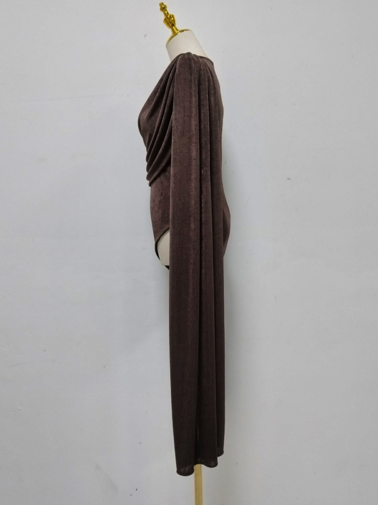 TWOTWINSTYLE Solid Sleeveles Spliced Shawl Tunic Elegant Jumpsuit