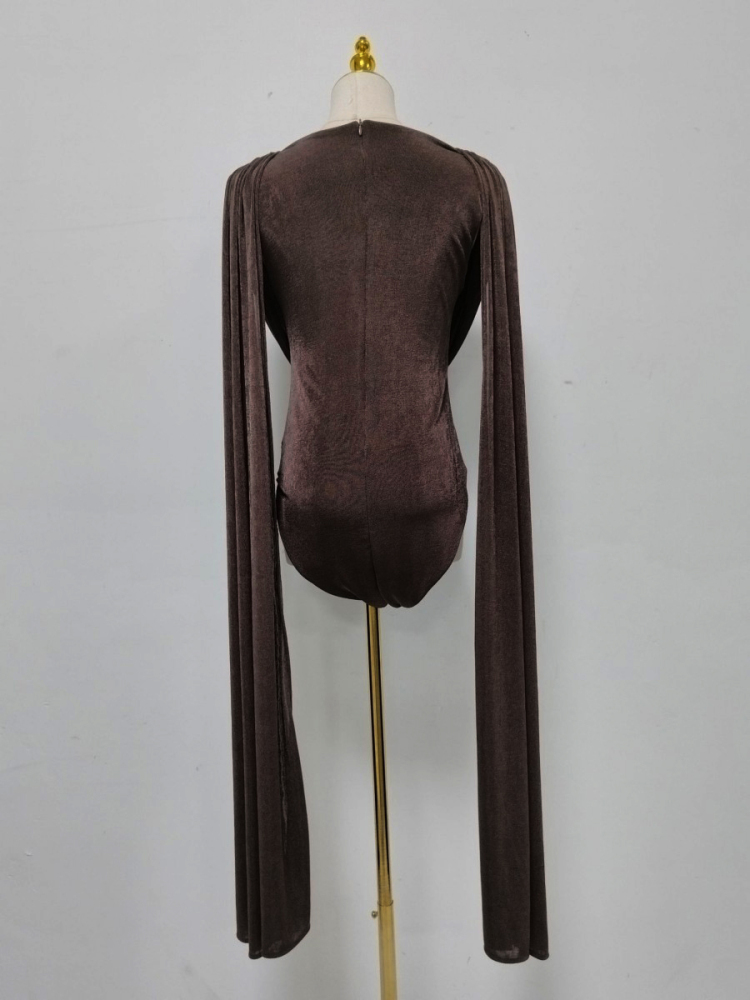 TWOTWINSTYLE Solid Sleeveles Spliced Shawl Tunic Elegant Jumpsuit