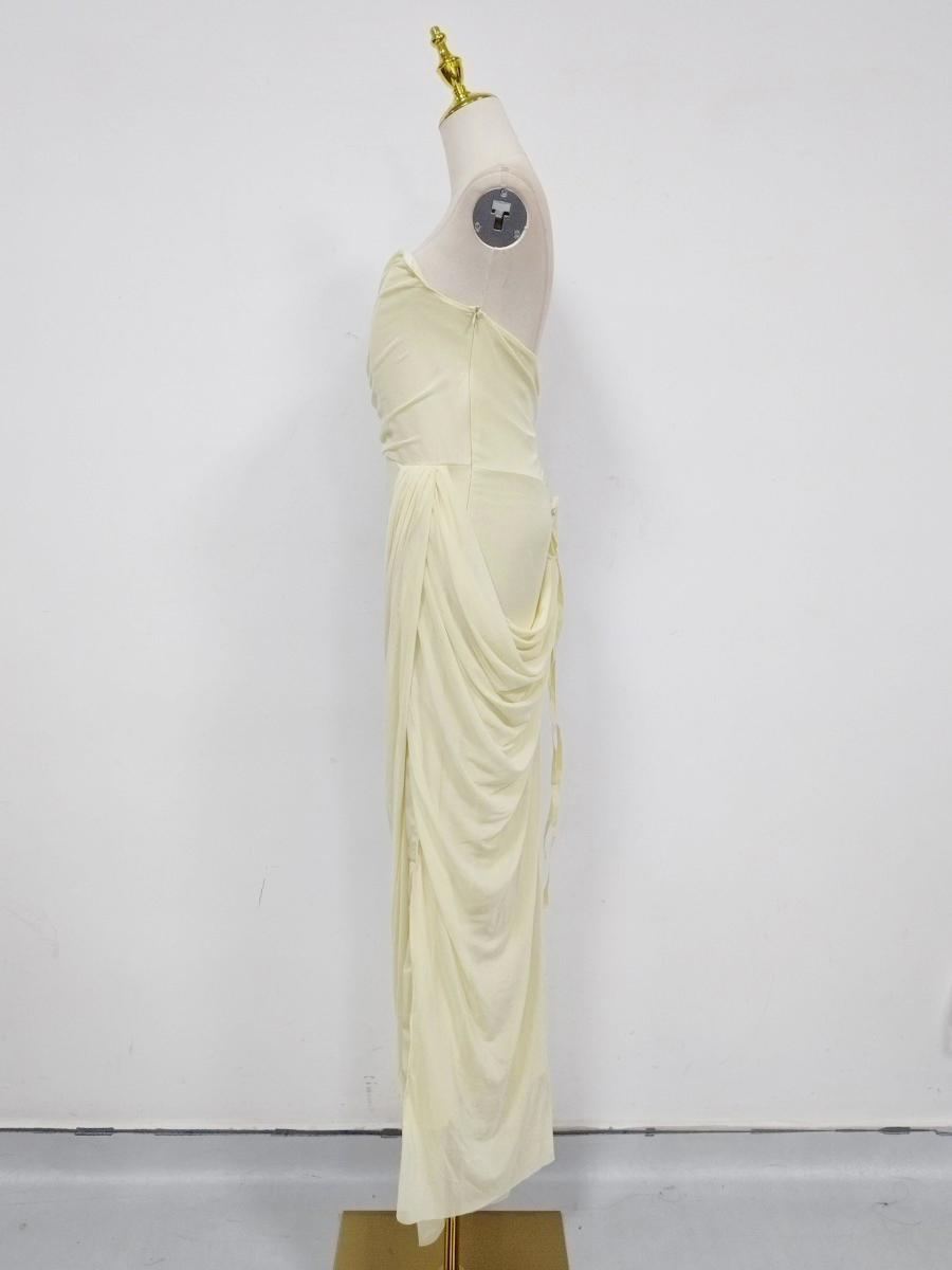 TWOTWINSTYLE Solid Tunic Ruched Side Split Elegant Dress