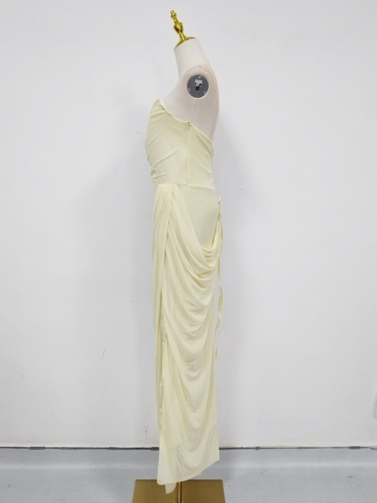 TWOTWINSTYLE Solid Tunic Ruched Side Split Elegant Dress