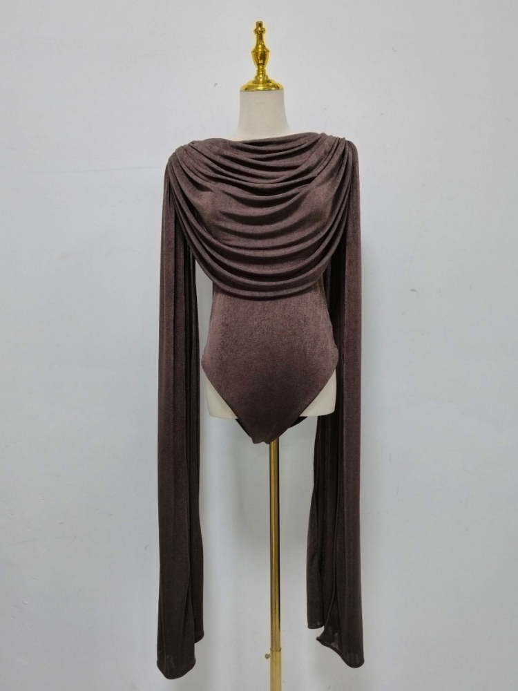 TWOTWINSTYLE Solid Sleeveles Spliced Shawl Tunic Elegant Jumpsuit