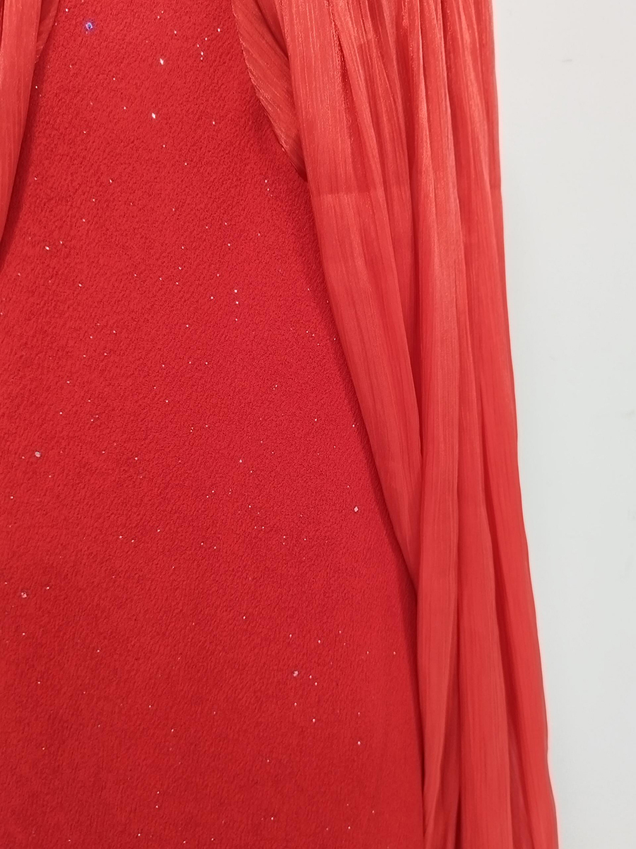 TWOTWINSTYLE Round Neck Spliced Sequins Pleated Chic Dress