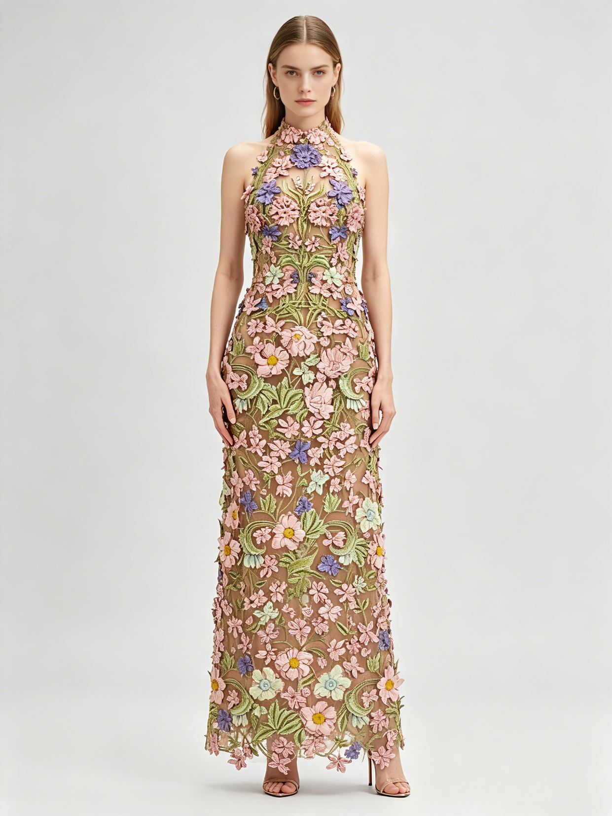 TWOTWINSTYLE Backless Patchwork Appliques High Waist Chic Dress