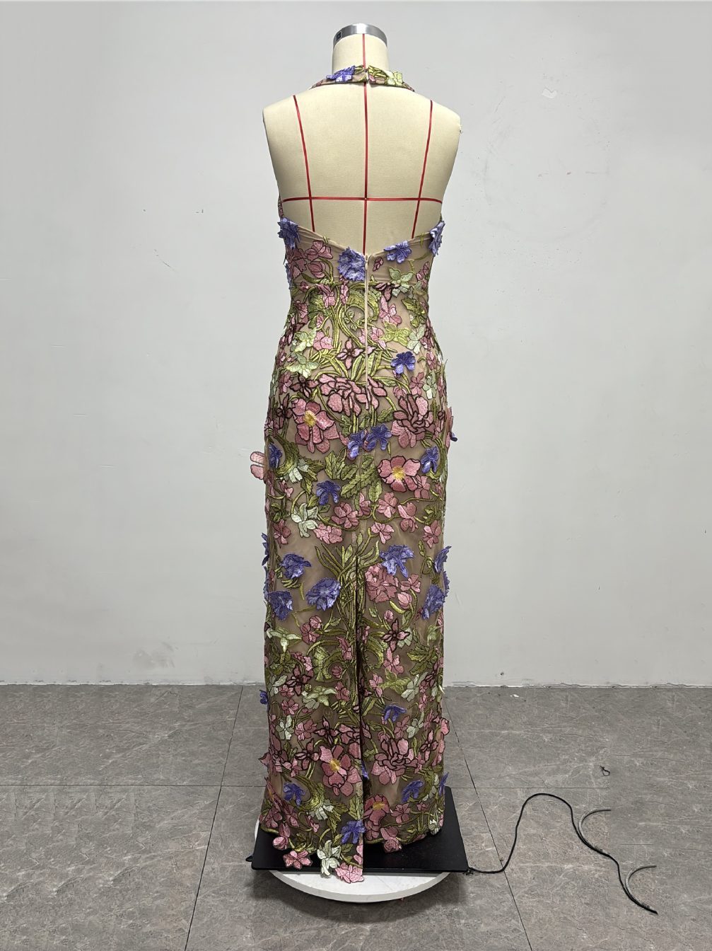 TWOTWINSTYLE Backless Patchwork Appliques High Waist Chic Dress