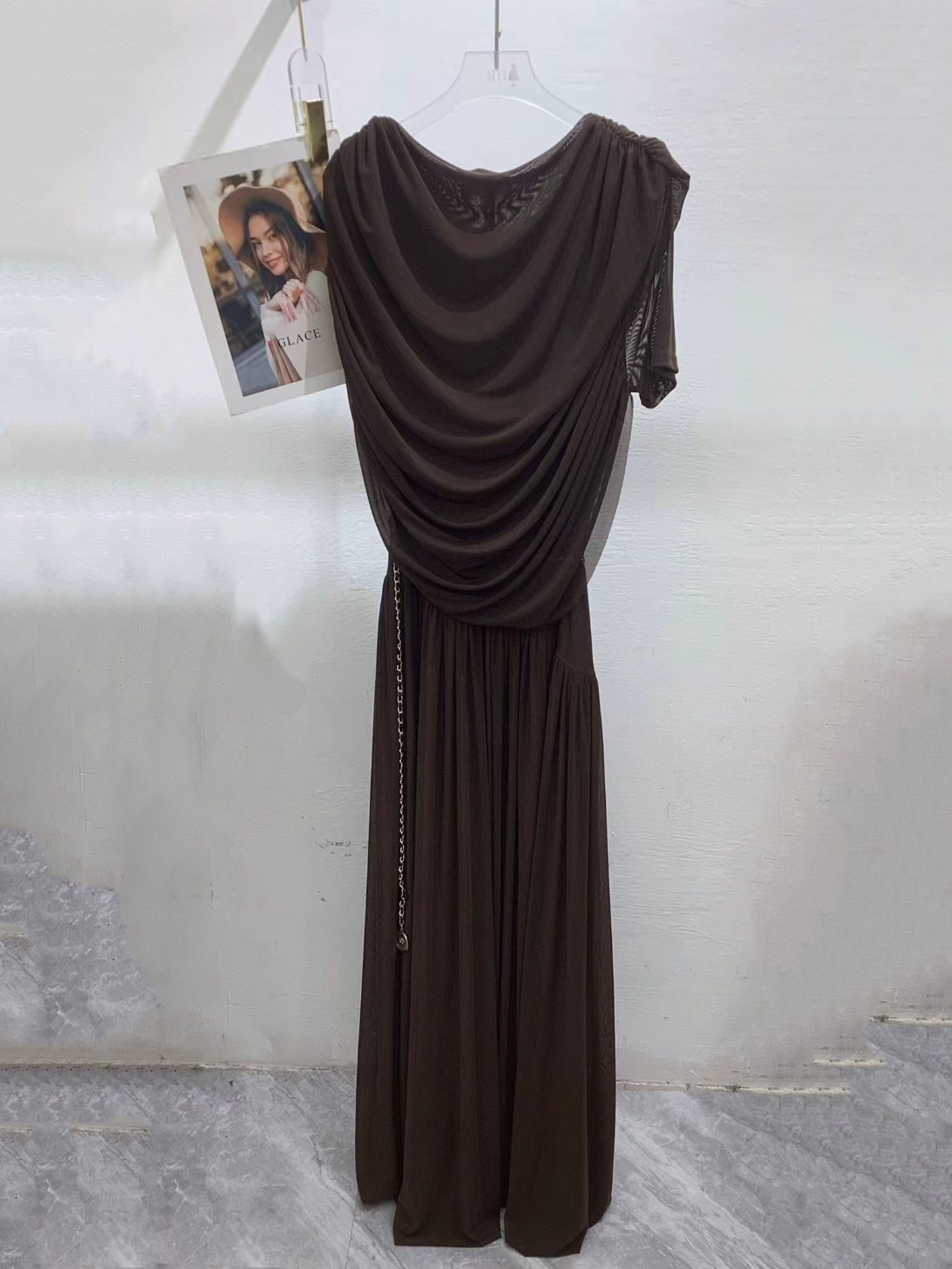 TWOTWINSTYLE Irregular Sleeve Pleated Tunic Fashion Dress