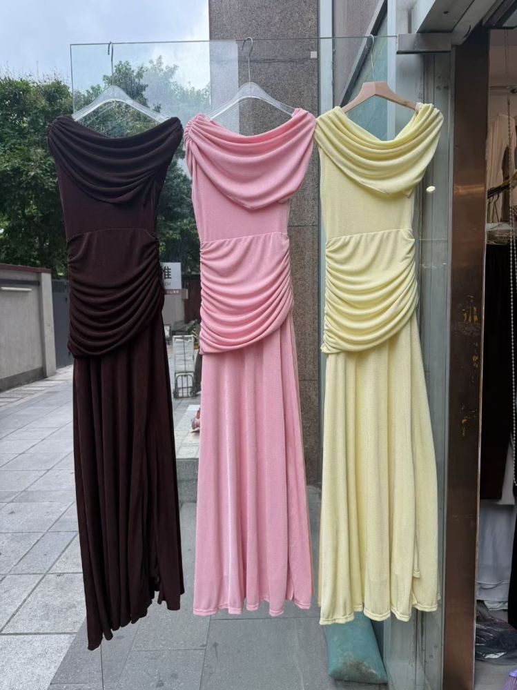 TWOTWINSTYLE Off One Shoulder Tunic Pleated Elegant Dress