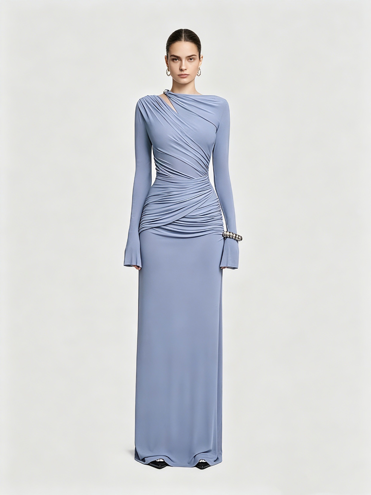 TWOTWINSTYLE Off Shoulder Long Sleeve Tunic Elegant Dress