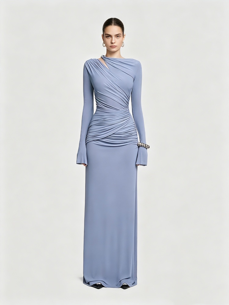 TWOTWINSTYLE Off Shoulder Long Sleeve Tunic Elegant Dress