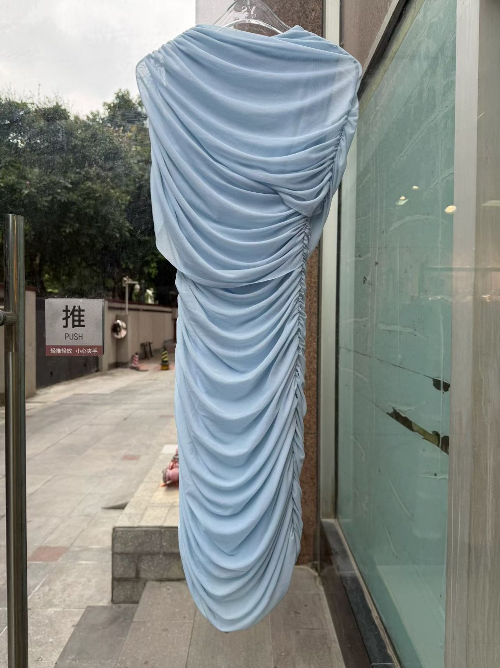 TWOTWINSTYLE Solid Irregular Sleeve High Waist Pleated Design Dress