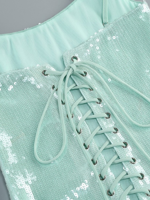 TWOTWINSTYLE 3D Flower Spliced Sequins Bodycon Sexy Dress