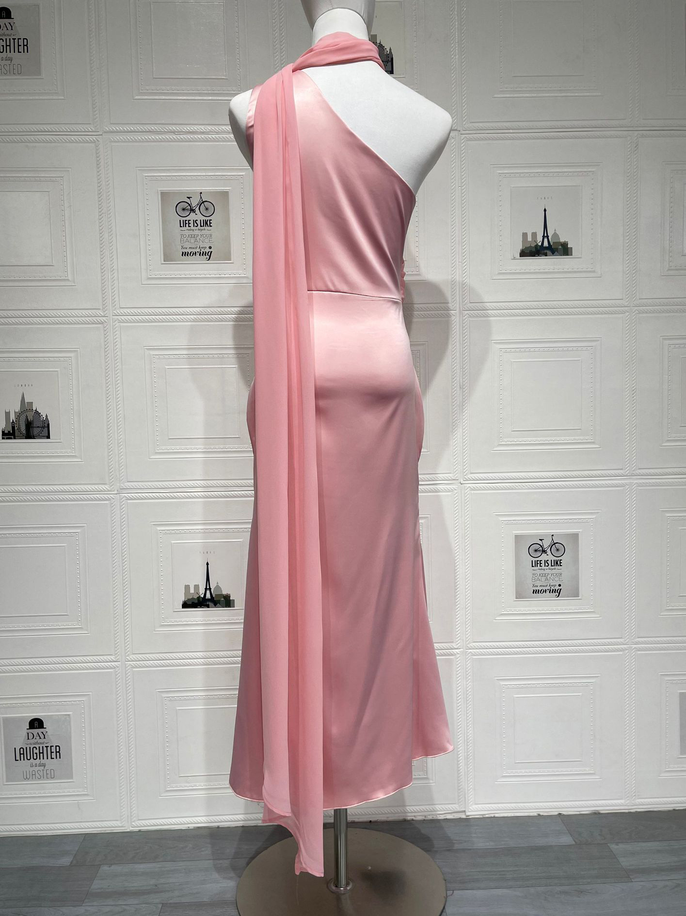 TWOTWINSTYLE Off One Shoulder Patchwork Satin Elegant Dress