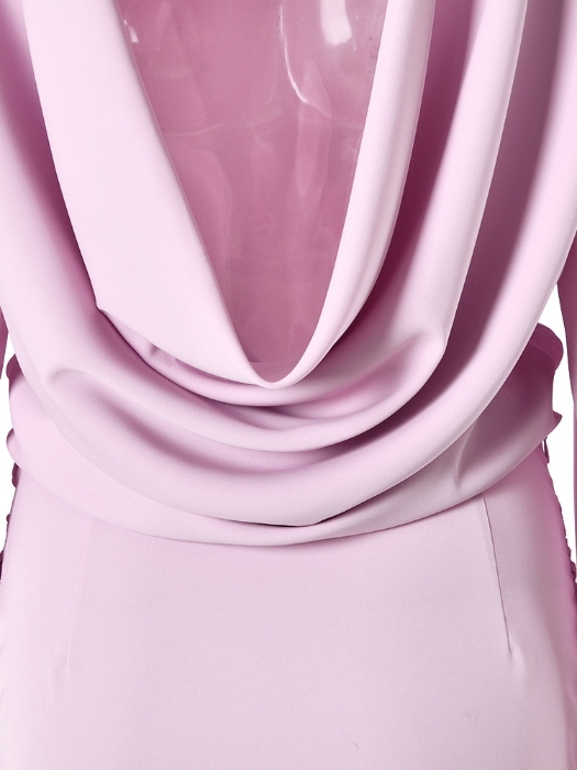 TWOTWINSTYLE Solid Bell Sleeve Waist Wrap Knot Elegant Dress