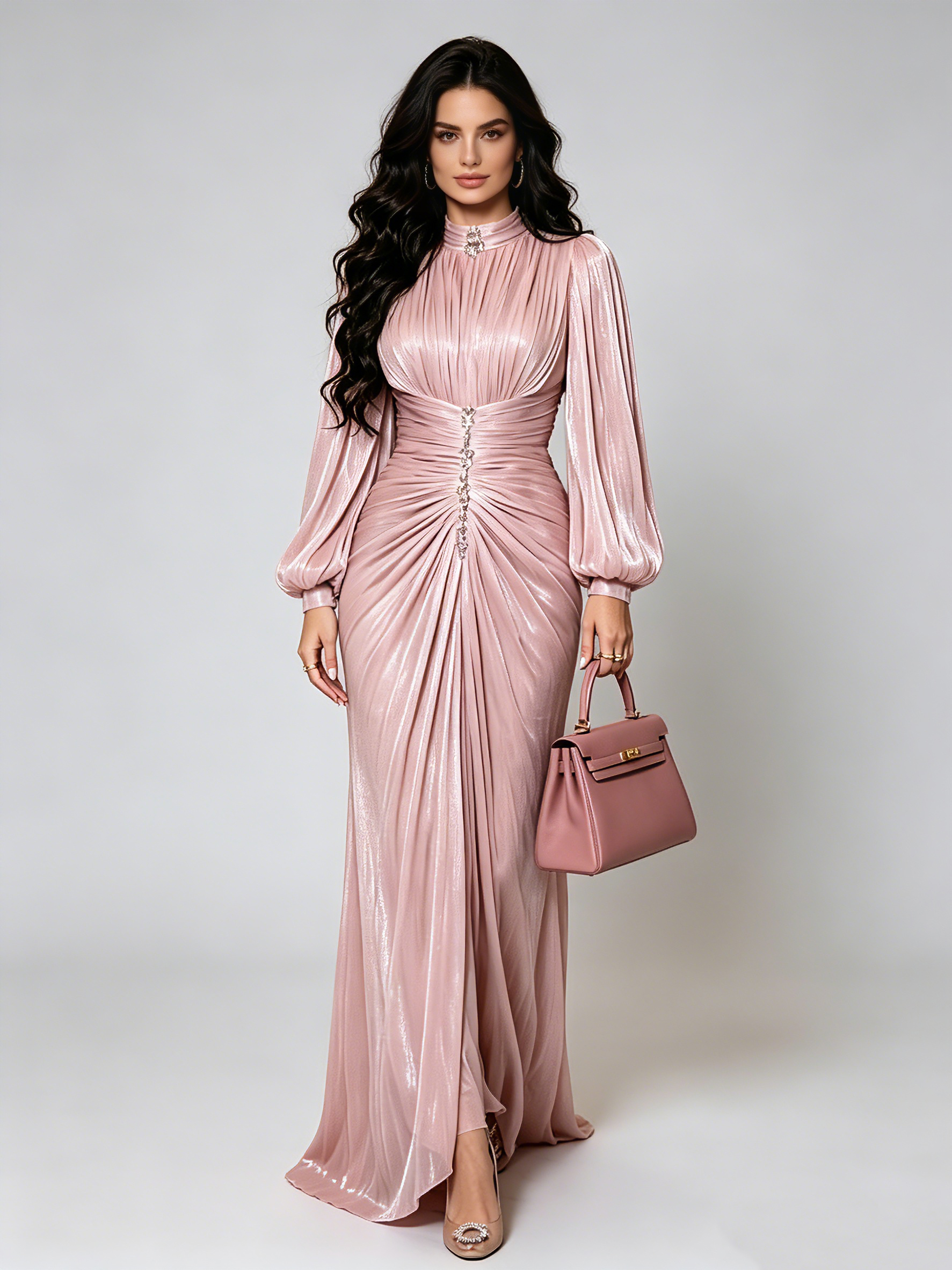 TWOTWINSTYLE Long Sleeve Patchwork Diamond Vintage Dress