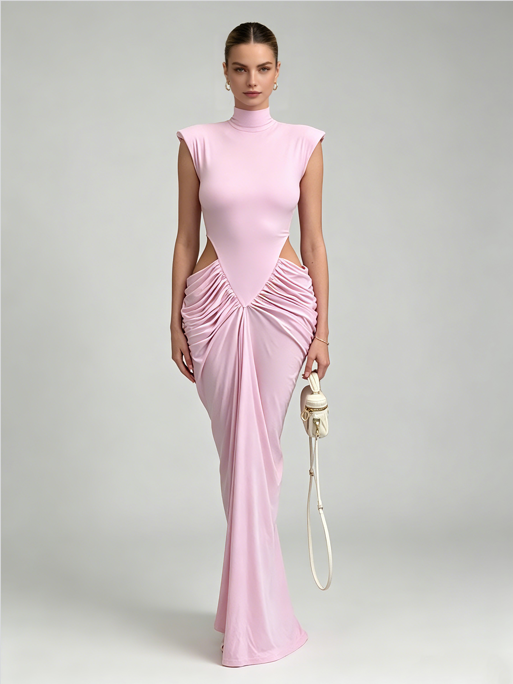 TWOTWINSTYLE High Neck Sleeveless Bodycon Sexy Maxi Dress
