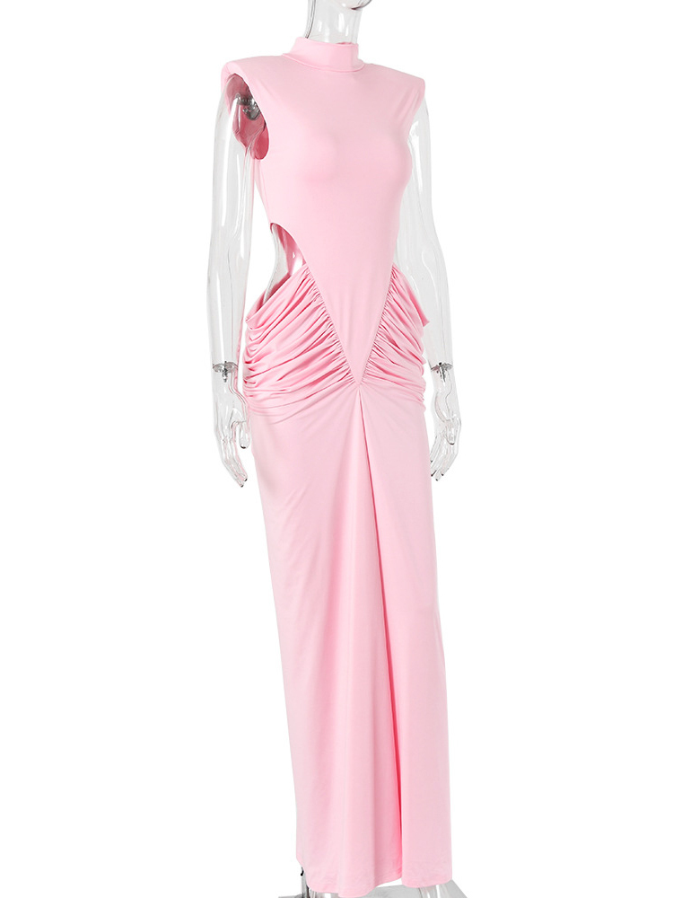 TWOTWINSTYLE High Neck Sleeveless Bodycon Sexy Maxi Dress