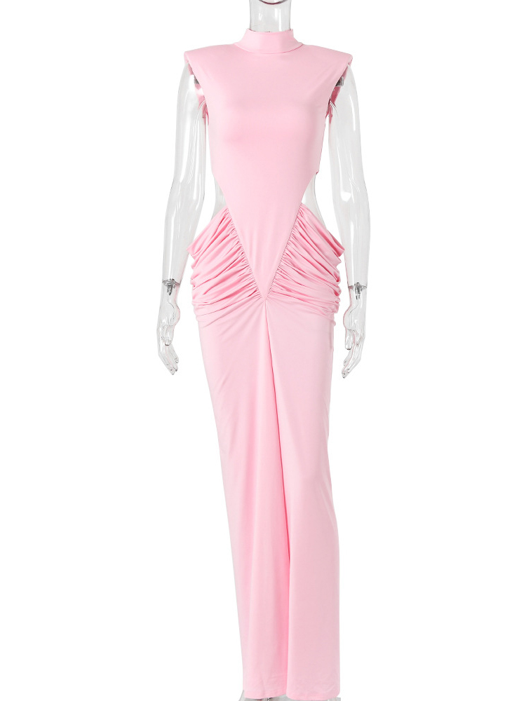 TWOTWINSTYLE High Neck Sleeveless Bodycon Sexy Maxi Dress