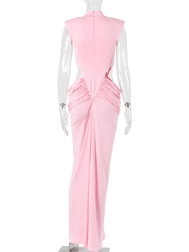 TWOTWINSTYLE High Neck Sleeveless Bodycon Sexy Maxi Dress