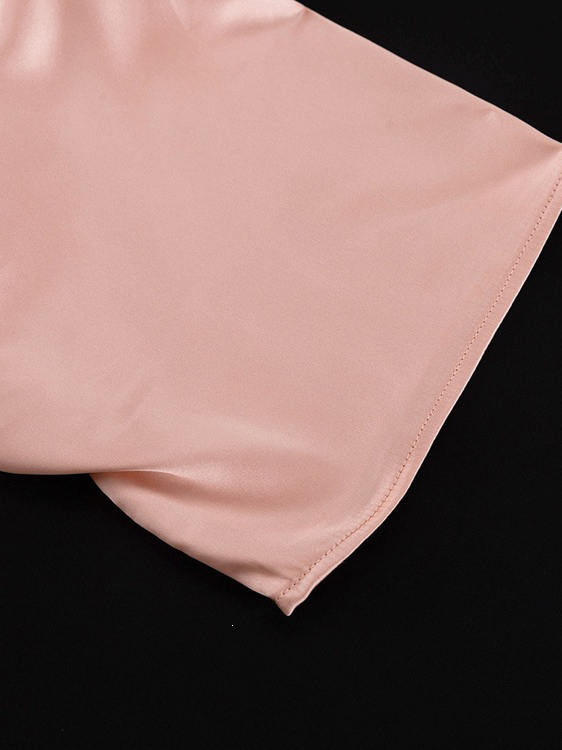 TWOTWINSTYLE Round Neck Short Sleeve Spliced Ruched Design Dress