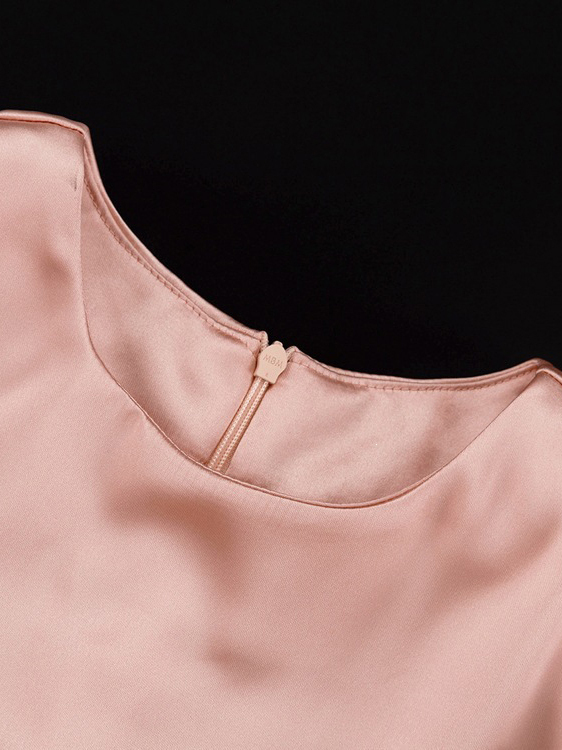 TWOTWINSTYLE Round Neck Short Sleeve Spliced Ruched Design Dress