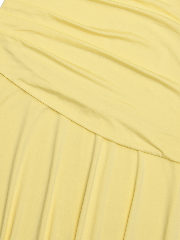 TWOTWINSTYLE Solid Off One Shoulder Pleated Elegant Dress