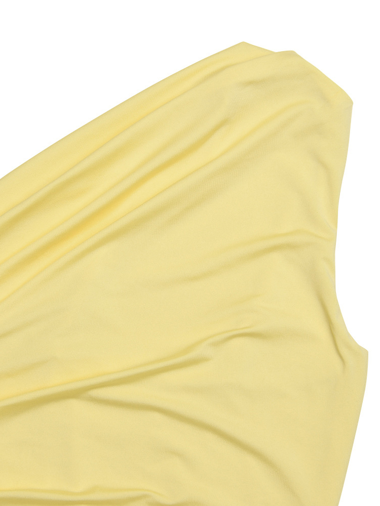 TWOTWINSTYLE Solid Off One Shoulder Pleated Elegant Dress