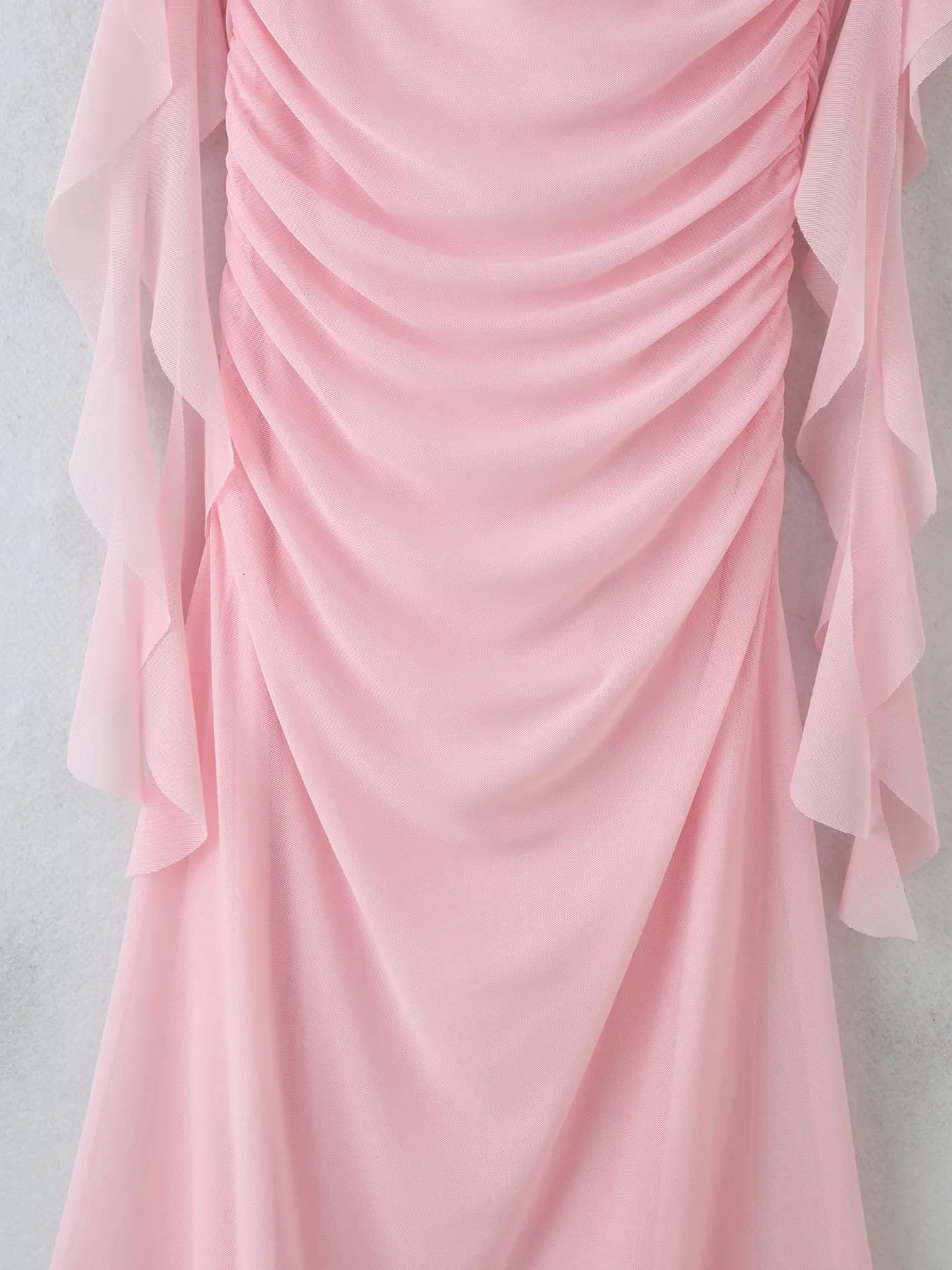 TWOTWINSTYLE Cowl Neck Spliced Ruffle Straps Elegant Dress
