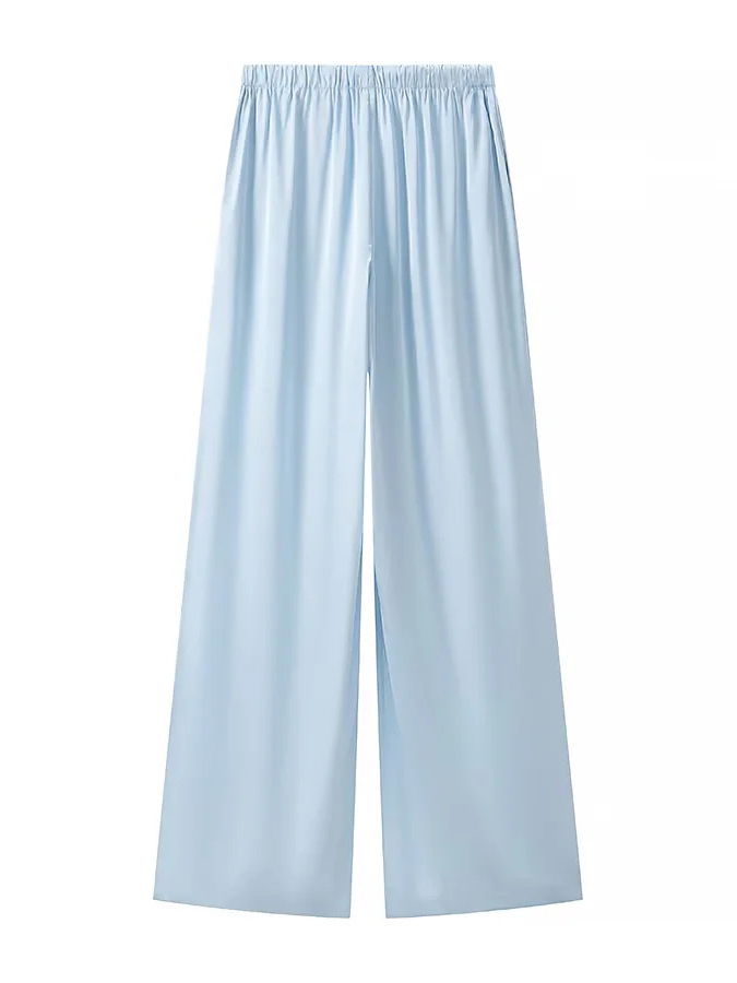 TWOTWINSTYLE Stand Collar Long Sleeve Crop Top Spliced Drawstring Wide Leg Pants Temperament Set